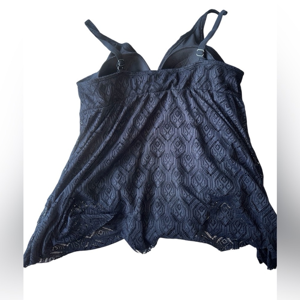 Swimsuits For All Black Crochet Lace Swim Dress One Piece Size 22 - Picture 3 of 7